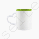 Mug sublimation Poignée cœur Blanc et intérieur Vert cercle