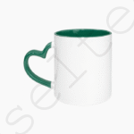 Mug sublimation Poignée cœur et intérieur Vert foncé cercle