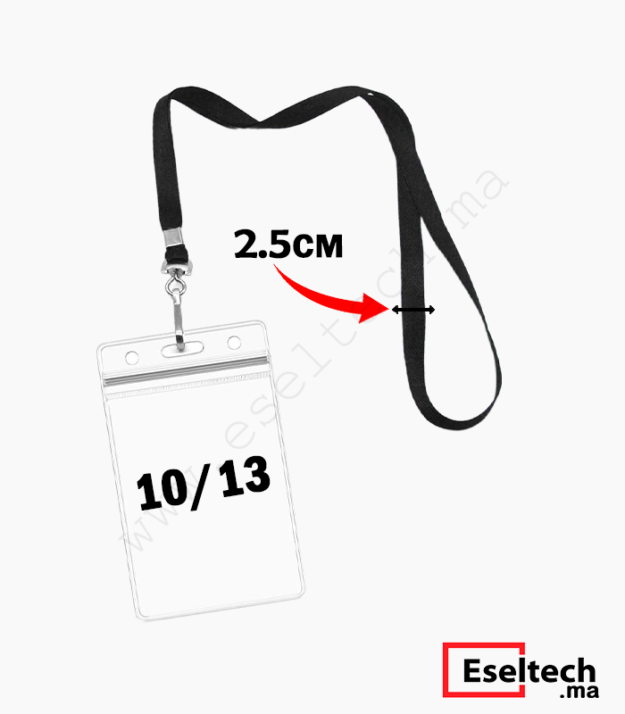 NOIR Portes Badges Plastiques 10.13 2.5CM Portes Badges Plastiques A6 & Cordons 1,5 cm