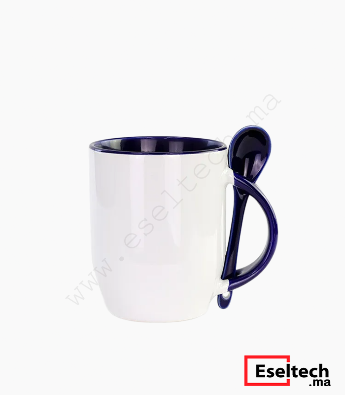 Mugs sublimation Bicolor BLUE MARIN avec cuillère intégrée Mugs Sublimation Bicolor Orange Avec Cuillère Intégrée
