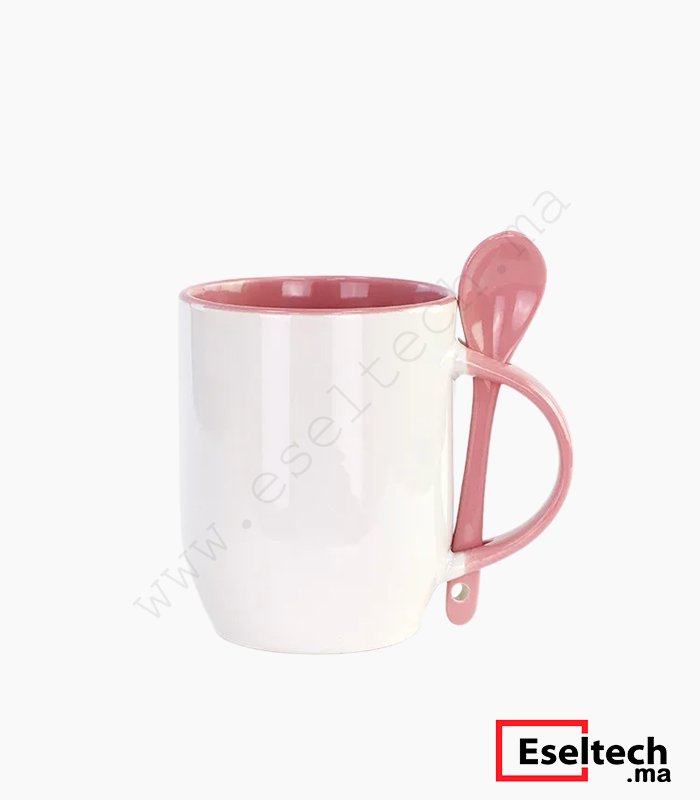 Mugs sublimation Bicolor ROSE avec cuillère intégrée Mugs Sublimation Bicolor Orange Avec Cuillère Intégrée