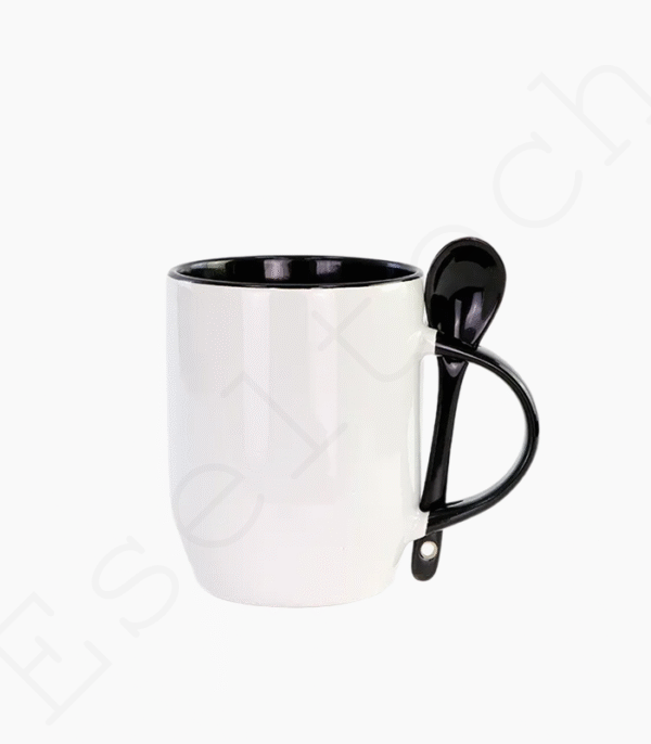 Mugs sublimation Bicolor (noir) avec cuillère intégrée