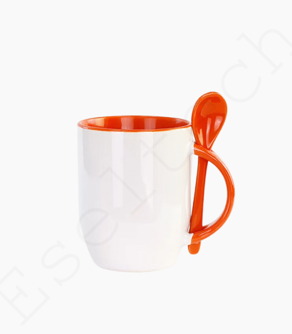 Mugs Sublimation Bicolor Orange Avec Cuillère Intégrée