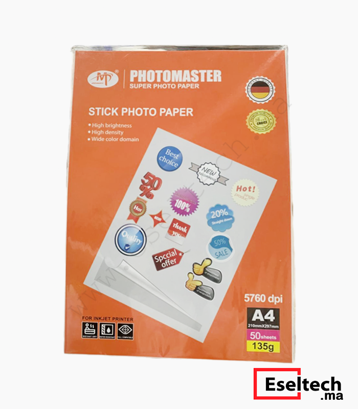Papier Stickers A4 Autocollant – Haute Qualité pour Imprimante Jet d’Encre (50 Feuilles, 135 g)